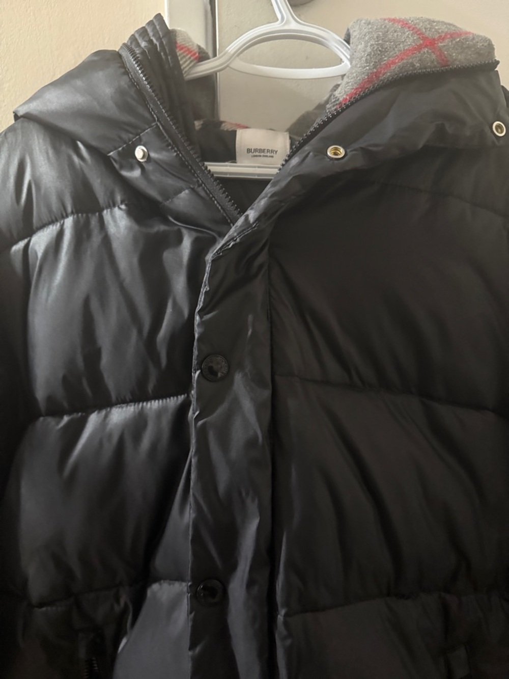 Burberry Black Quilted Hooded Puffer with Check Lining 2019